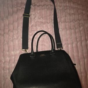 Kate Spade Black Leather Satchel with Adjustable Strap